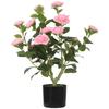 65cm Artificial Camellia Flower Plant In Pot With 116 Lush Leaves And Moss Effect Pink