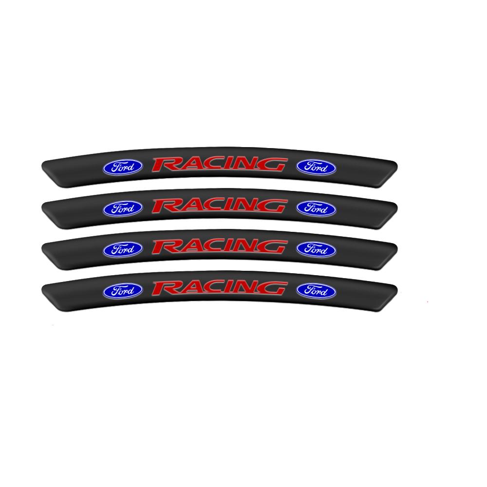 BHSP3 4Pcs Car Wheel Tire Rim Sticker Decor Accessories For Ford Focus Mk2 MK3 MK7 MK4 Fiesta Ranger Mustang Kuga Mondeo Explorer GTD