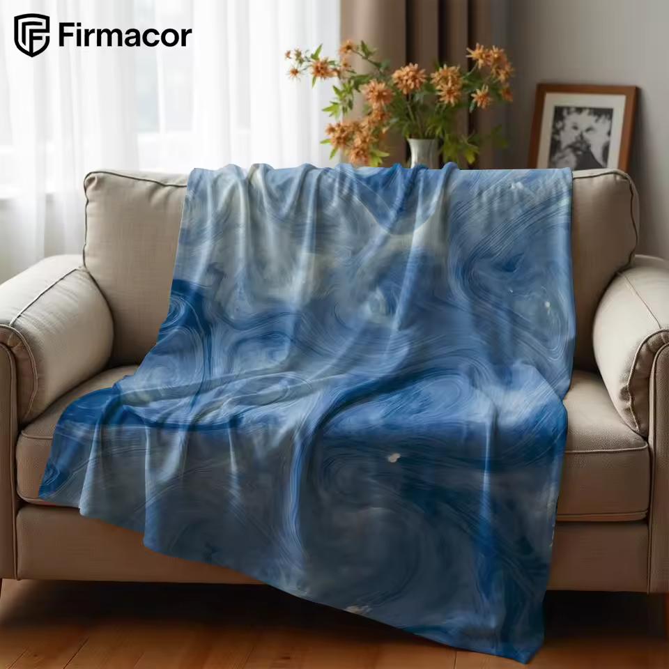 Blue & White Fluid Ultra Soft Sherpa Fleece Blanket Fluffy Warm Halloween Cozy Throw for Sofa Couch Bedroom Gift All season