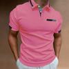 New Men's Short-Sleeved Casual Polo Shirt with Imitation Chest Pocket, Collar and Button-Front Business T-Shirt Top for Men