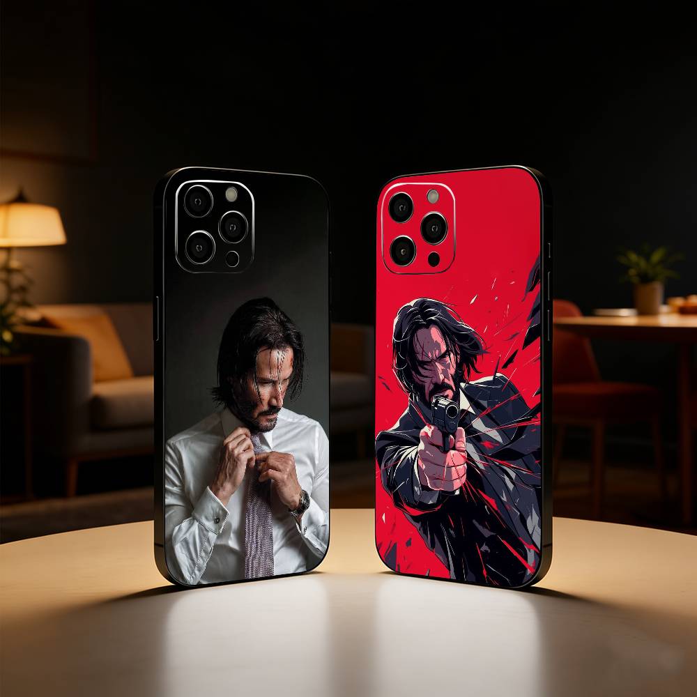 Крутой чехол для телефона с изображением персонажа фильма Джона Уика Для iPhone 17, 16, 15, 14, 13, 12 Plus, Max Мягкий силиконовый черный чехол