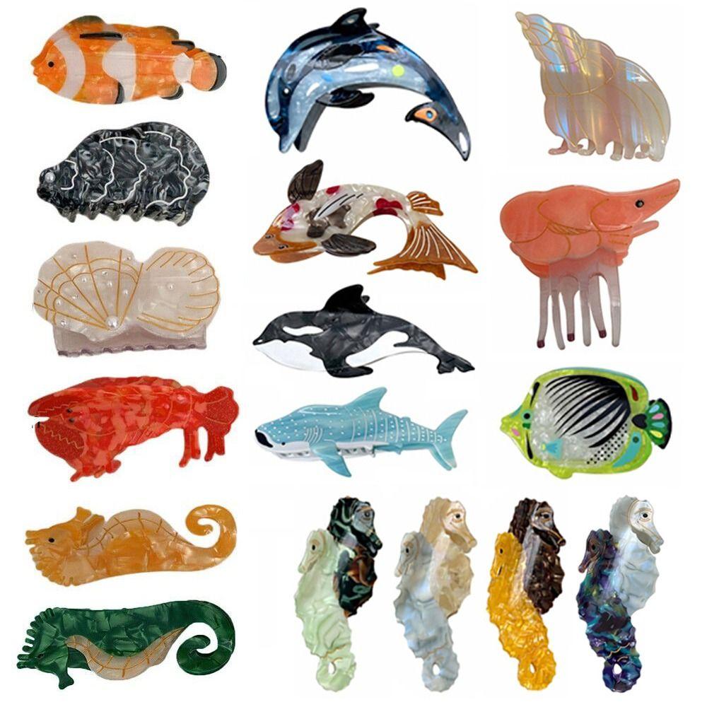 Ацетатный захват для волос серии «Морская биология» Индивидуальный захват для волос из акульего волоса Коготь для путешествий