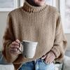New Autumn Long Sleeve Loose Casual Knitwear Sweater Women Winter Half High Neck Pullover Sweaters for Women Fashion Plus Size Knitted Sweater 24889