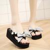 Heel Height 6cm Slippers Flip-flops Hand Sewn Bow Beach Holiday Beach Flip-flops