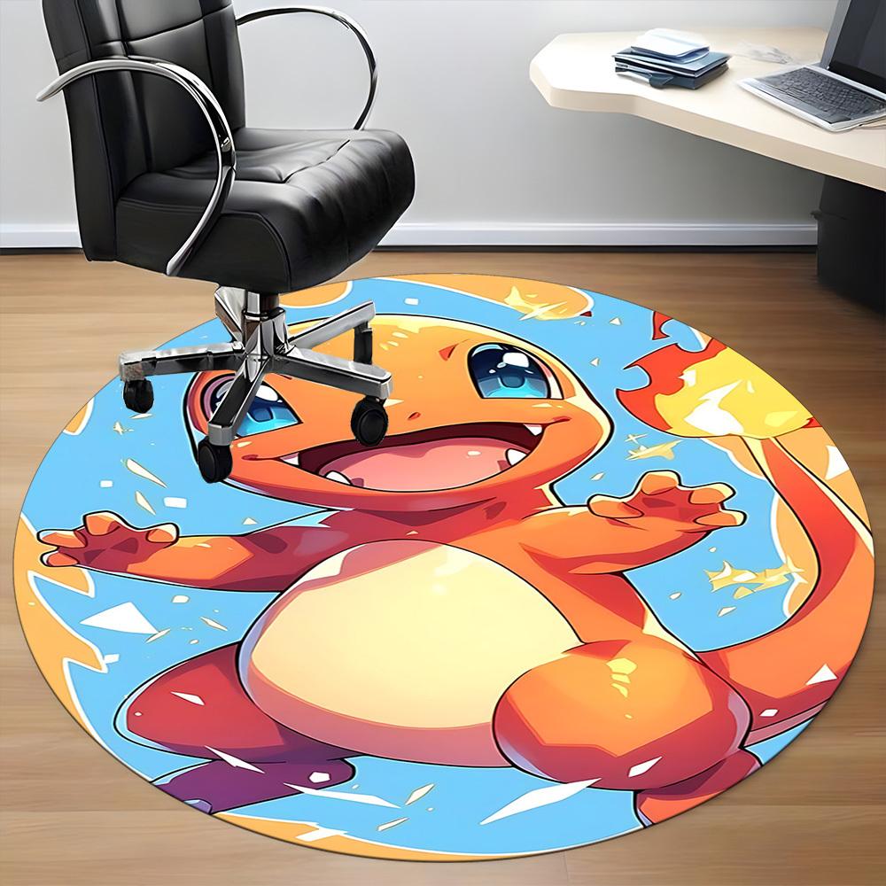 1pc Charmander Pokémon Office Round Area Rug, Indoor Mat Suitable For Office,Bedroom Living Room Home Decor, Room Deco a0928202