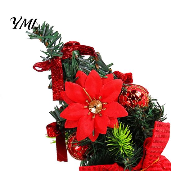Small Artificial Christmas Tree Mini for Desk, Pine Tabletop Decor, Reusable Festive Centerpiece Home Office, Holiday Gift Stable Base Decoration