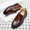 Luxury Brand Penny Loafers Men Casual Shoes Slip On Leather Dress Shoes Big Size 38-46 Brogue Carving Loafer Driving Party