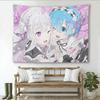 Ре:Гобелен Zero Emilia & Rem, Розовое Сакура Аниме Настенный Декор, Полиэстеровый Фон для Спальни, Декор Комнаты Отаку