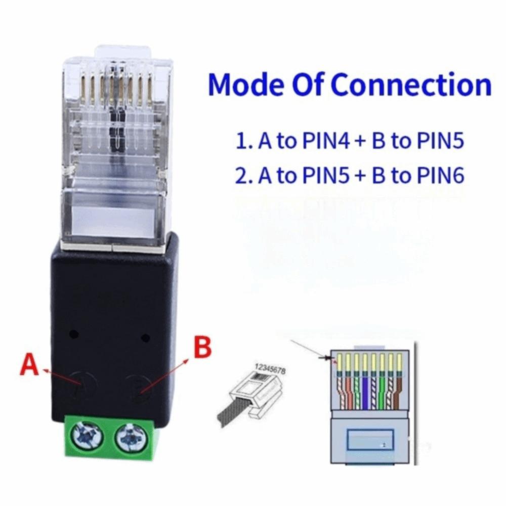 2-контактный терминал RJ45 в RS485 Конвертер Сетевой адаптер RJ45 Male Connector Адаптер-терминал RJ45 Адаптер RJ45 в RS485