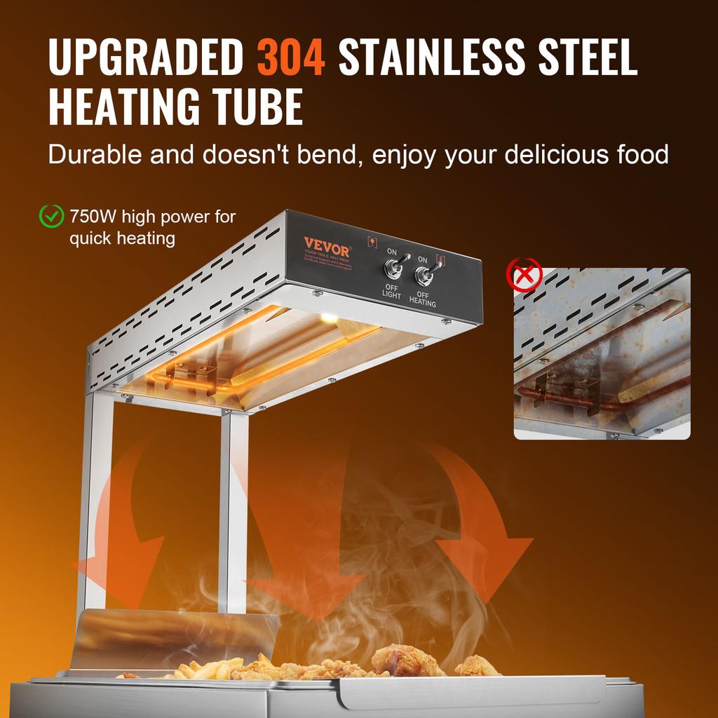 750 Вт Коммерческий подогреватель еды Настольный Кухня Ресторан 104-122°F Картофель фри Подогреватель еды Подогреватель картофеля фри