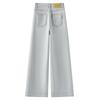 Женские джинсы 2025 года светло-серого цвета с высокой посадкой, облегающие, свободного кроя, с вариантами узких и широких штанин для весны/лета.