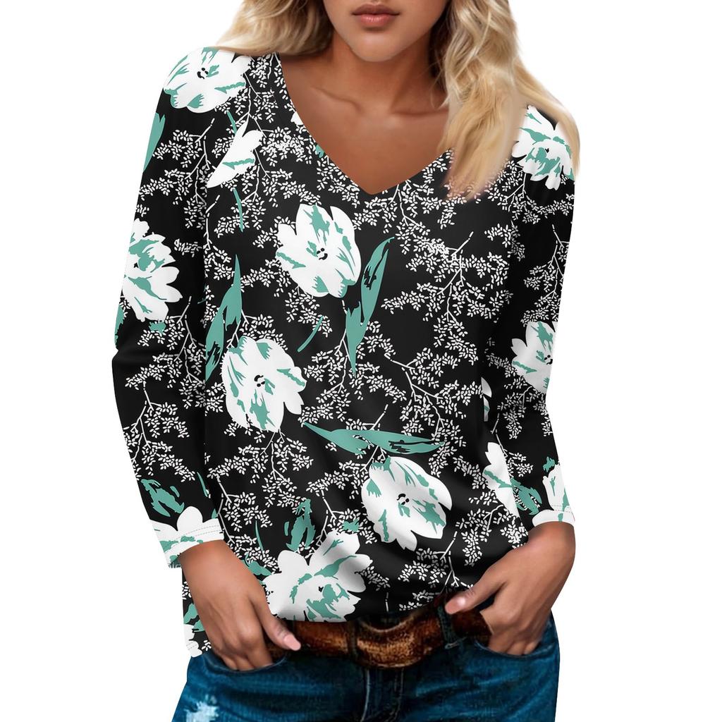 Женский модный повседневный пуловер с длинным рукавом и V-образным вырезом, рукавом реглан и принтом