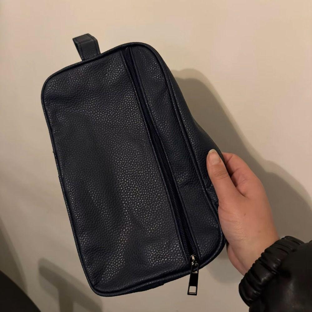 Lychee Pattern Man's Cosmetic Bag PU Make Up Pouch Bag Simple Toiletry Storage Bag Outdoor