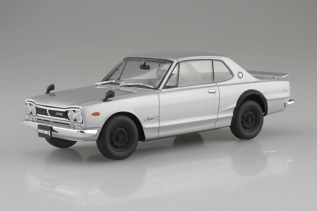 Пластиковая модель автомобиля AOSHIMA Raku Snap Car Series KPGC10 Skyline HT 1970 года с серебристой цветовой кодировкой, масштаб 1/24, 2000GT-R 01-SI