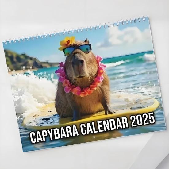 2025 Capybara Wall Calendar 12 Month Planner Capybara Calendar Hanging Animal Monthly Calendar Gift for Capybara Lovers