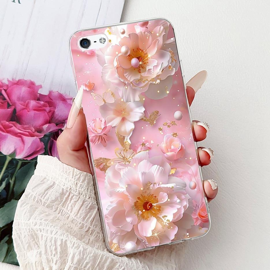 Для Apple iPhone 5 5S Чехол iPhoneSE Роскошный Чехол с Рисунком Цветов Мягкий Силиконовый Чехол для Телефона Для iPhone SE 2020 2022 iPhone5 Fundas