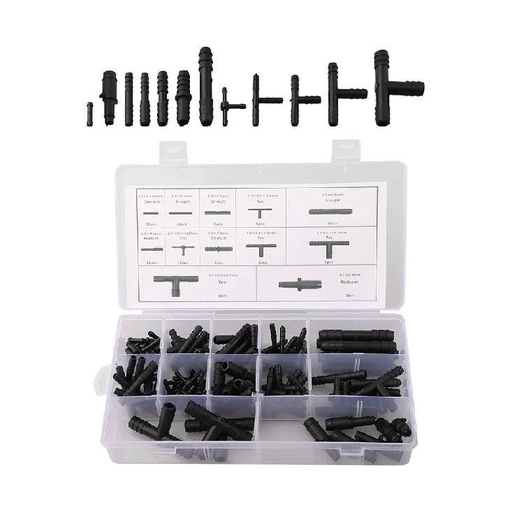 113PCS Vacuum Connector Assortment Automotive Vacuum Tubing Connector Tee Kit Water Spray Pipe Joints Car Wiper Connection Pipe
