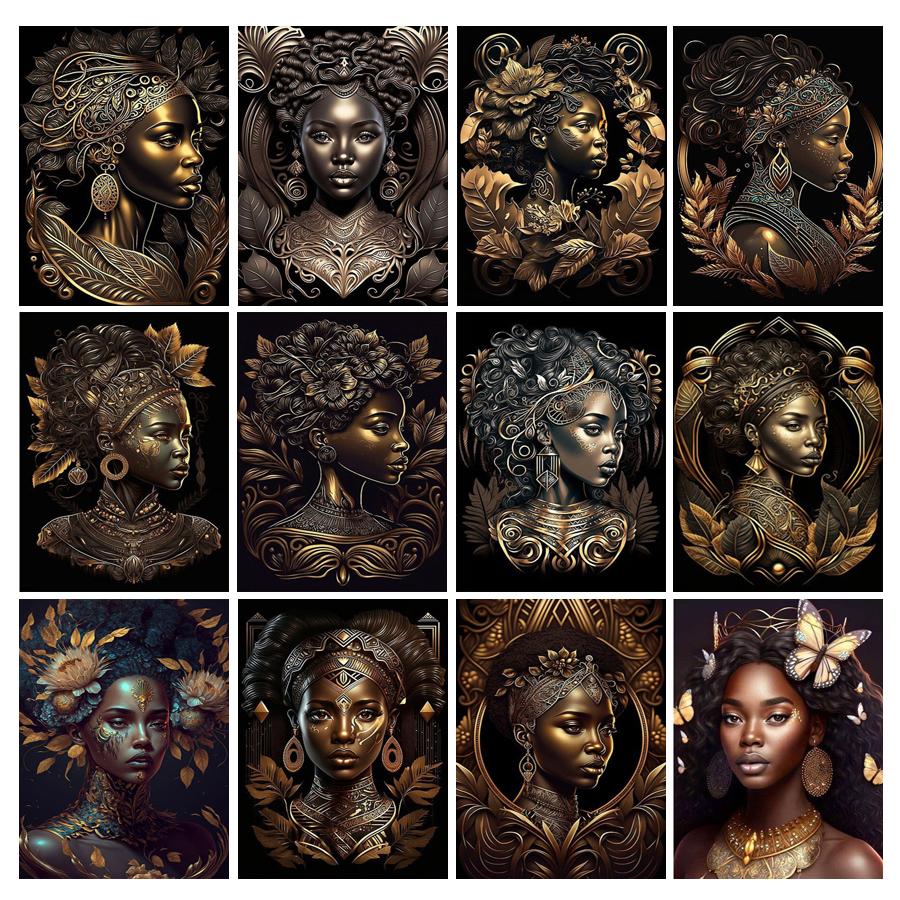 Diamond Painting New Arrivals African Woman Diy Full Square Round Drill Rhinestone Embroidery Girl Mosaic Cross Stitch Kits Wall Decor FG1914
