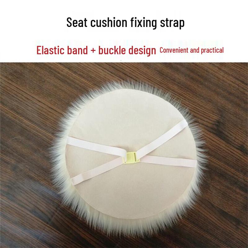 White Faux Wool European-Style Plush Cushion for Butterfly Chair or Vanity Stool