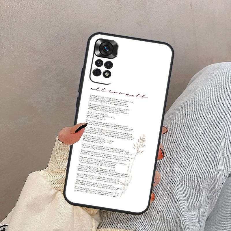 Текст песни All Too Well Для чехла-крышки Xiaomi Redmi Note 14 10 11 12 13 15 Pro Plus Для Redmi 15 15C 14C 10C 12C 13C