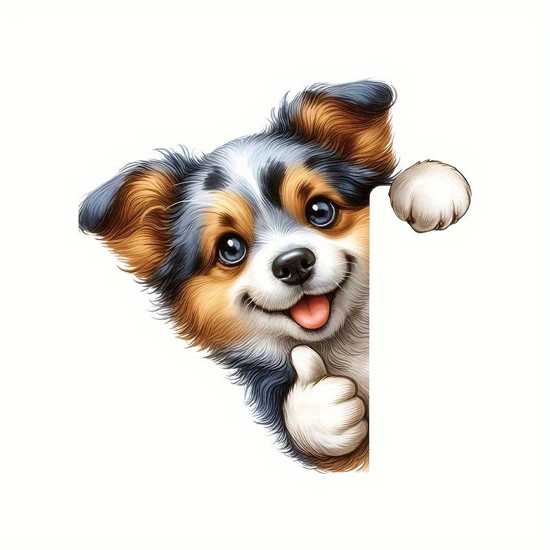 Adorable Dog Pattern Stickers for Ceramic Surfaces Self-Adhesive Decorative Lightly Glossy Animal Themed Toilet Seat Cover Art with Unique Design