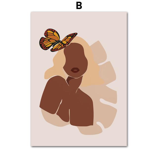 Скандинавская абстрактная мода, винтажный бохо, девушка, змея, настенная живопись, холст, живопись, постеры и принты, настенные панно для декора гостиной