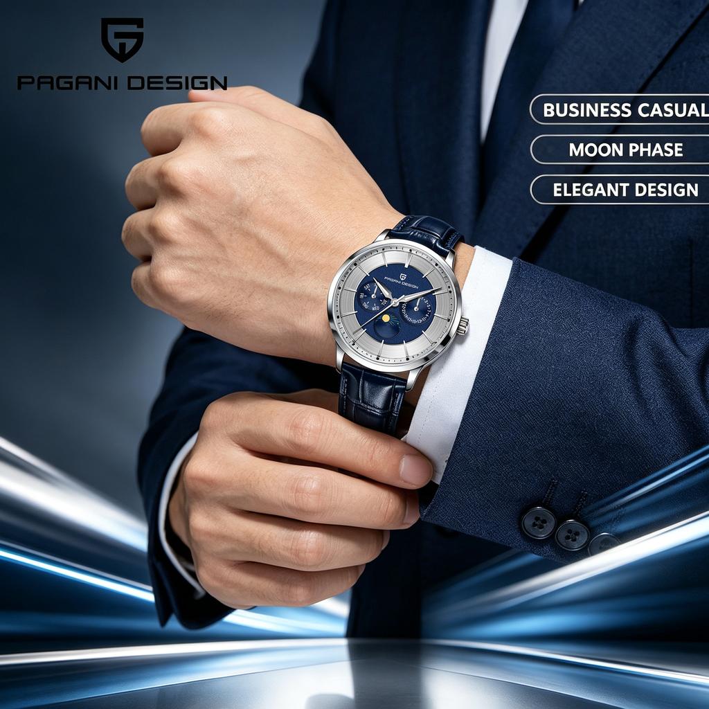 PAGANI DESIGN New Multifunctional Men Quartz Watches 100M Waterproof Top Brand Luxurys Sapphire Glass Moonphase Watch for Men