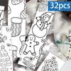 32pcs Christmas Cartoon Bookmarks, Minimalist Line Art Style, Unique and Exquisite DIY Decorative Page Markers