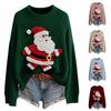 Women's Fashion Christmas Print Pullover Long-Sleeve  Neck Knit Sweater Top