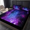 Набор простыней с ярким фиолетовым галактическим космическим звездным авиационным туманностью принтом - Мягкий, дышащий, удобный, с глубоким карманом для матраса