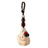 Weave Rope Wooden Carved Rabbit Keychain Beads Car Keyring Cute Wood Rabbit Dolls Pendant  Students
