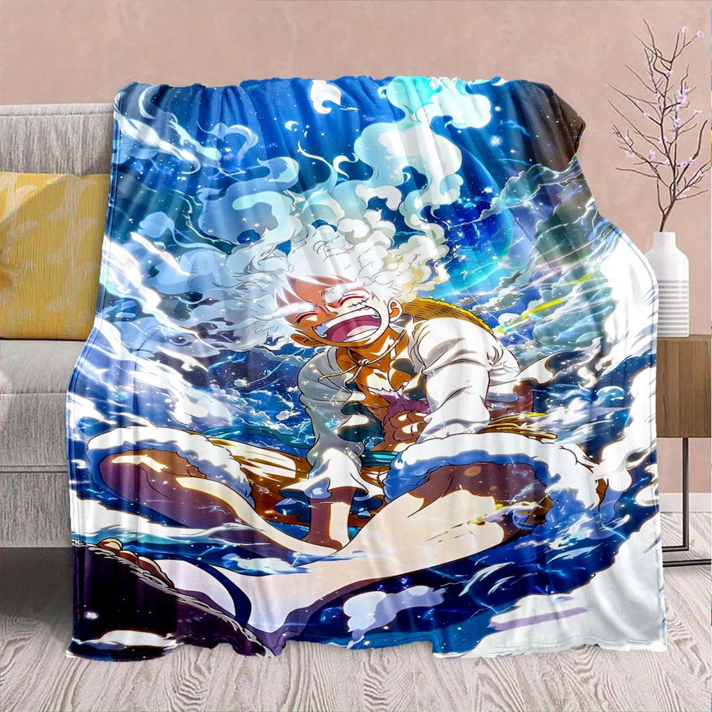 Фланелевое одеяло из аниме One Piece - Мягкое, теплое, идеально подходит для дивана, постельного белья, кемпинга, путешествий, офиса, домашнего декора -QJY