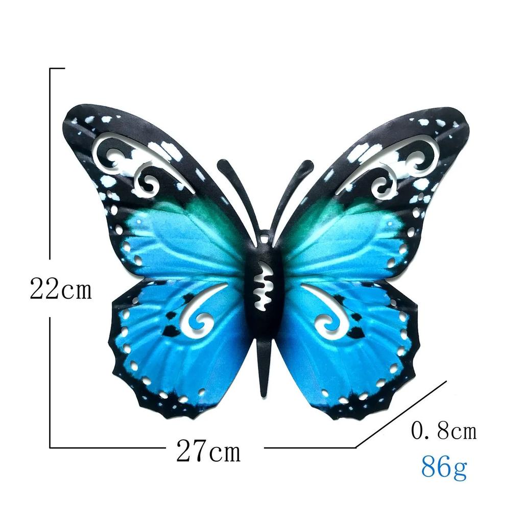 Metal Butterfly Wall Decor 7 Colors Butterflies Sculpture Iron Indoor Outdoor Hanging Wall Art for Garden Yard Fence Home Gift