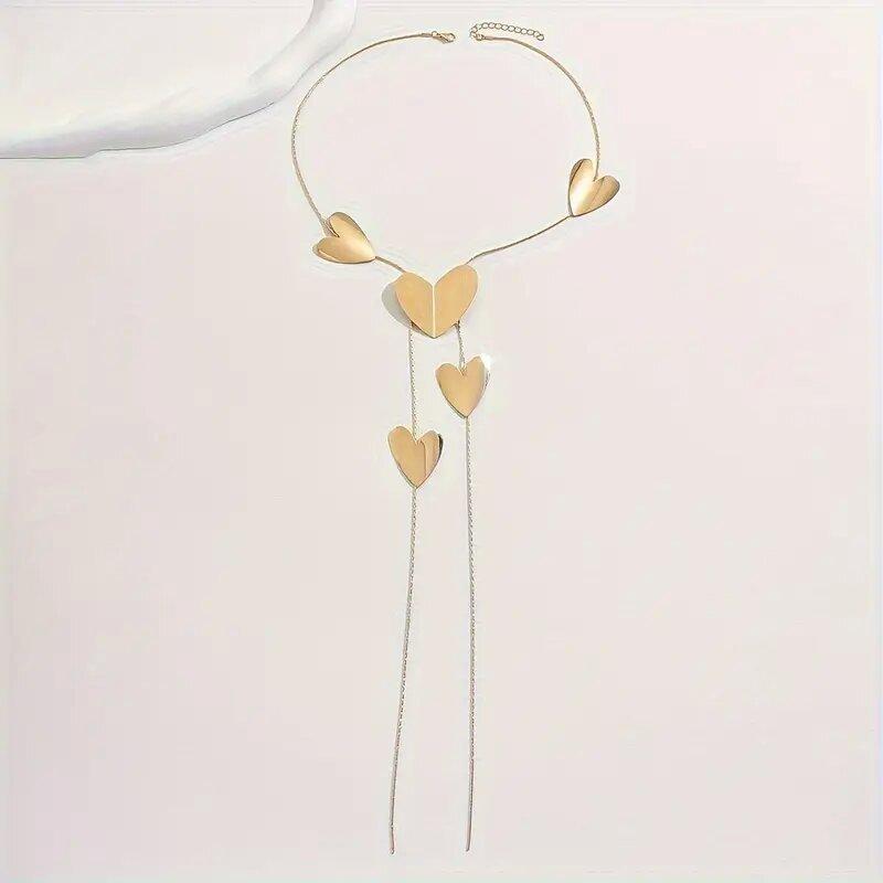 Универсальное женское длинное ожерелье Модные темпераментные украшения Ожерелье с геометрической цепочкой в виде сердца