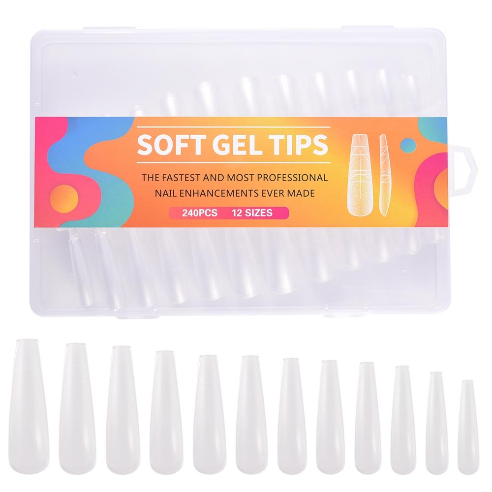 240 шт. типсы с вспомогательными линиями матовые прозрачные накладные ногти направляющие линии накладные типсы полное покрытие гроб/квадрат/круглый/овальный