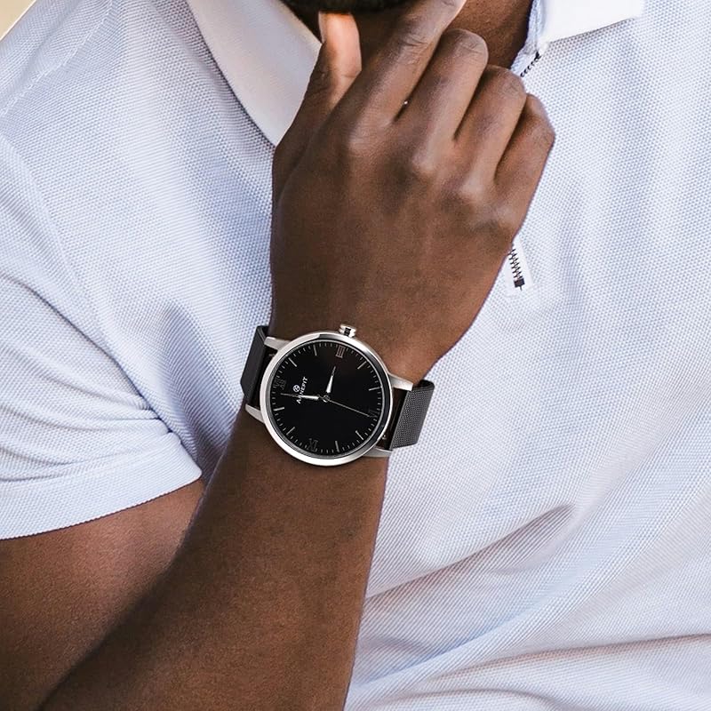 [ANNEFIT] металлический ремешок для часов 20 мм, сетчатый, сменный ремешок для часов из нержавеющей стали 316L, сменный ремень, быстросъемный, черный