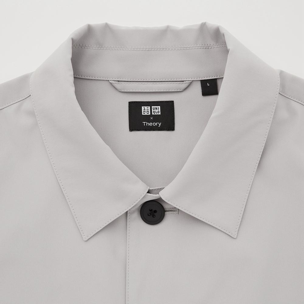 Uniqlo X Theory Сотрудничество Однотонная Куртка с Острым Воротником на Пуговицах с Длинным Рукавом Мужские куртки Светло-серый 452344-02