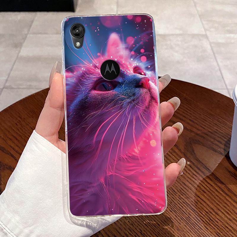 Jelly Casing For Motorola Moto E6 Fundas MOTOE6 Capa Clear Silicone Soft TPU Back Cover Cute Cat Rabbit Heart Protective Case