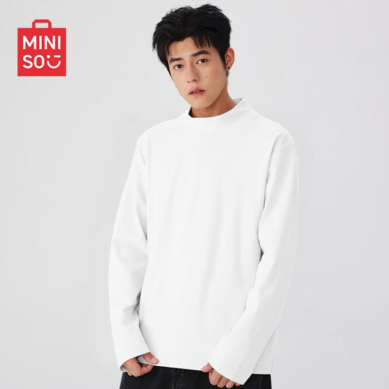 MINISO Мужская футболка с длинным рукавом, на флисовой подкладке, с воротником-стойкой
