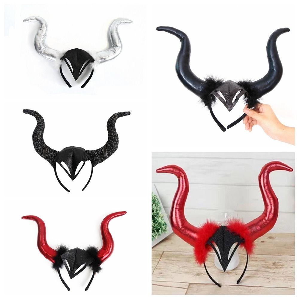 Witch Hair Accessories Ox Horn Hairband Evil Queen Evil Magic Witch Headpiece Costume Accessory