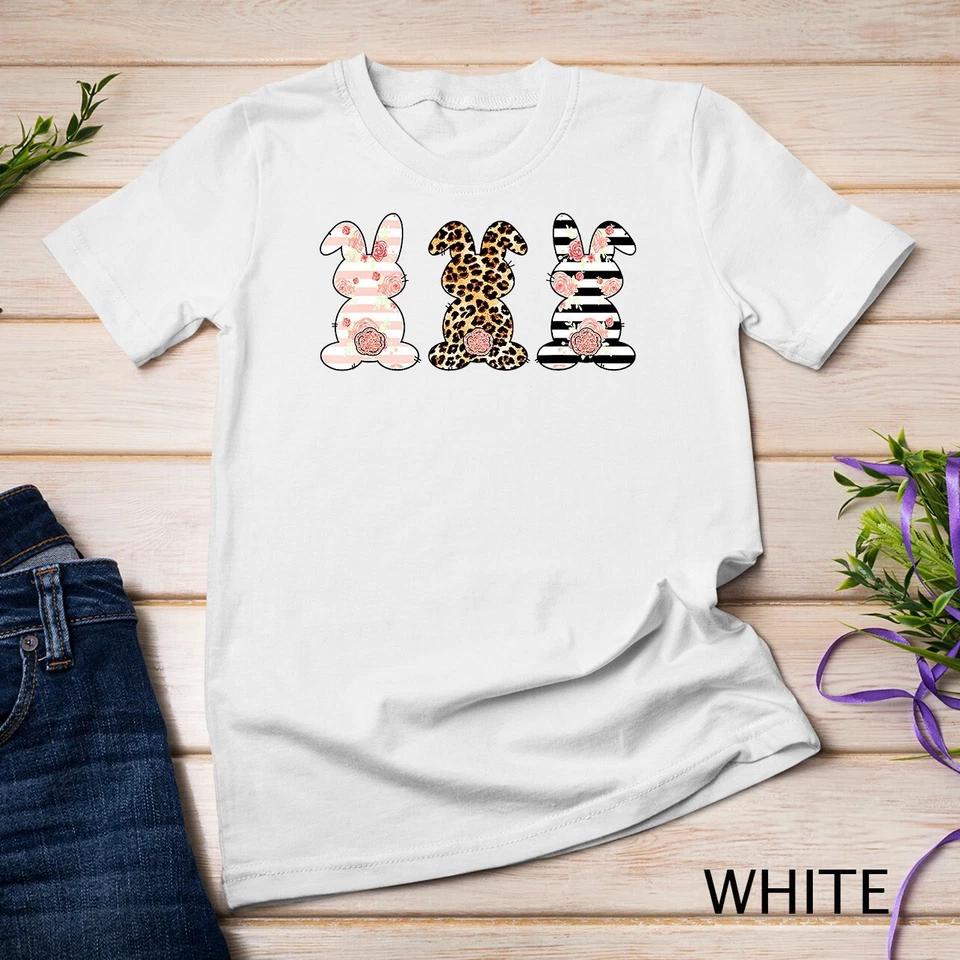 Leopard Easter Bunny Rabbit Trio Cute Easter T-Shirt Unisex T-shirt 9