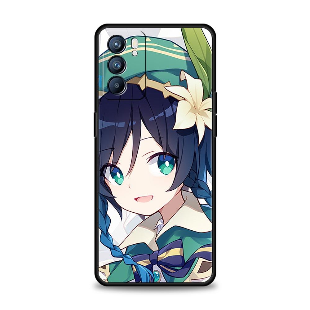 Чехол для игрового телефона Genshin Impact для Oppo A54 A53 A52 A9 2020 A15 A95 A16 A76 A74 A12 Find X5 Reno7 Reno6 Pro Plus 5G черный чехол