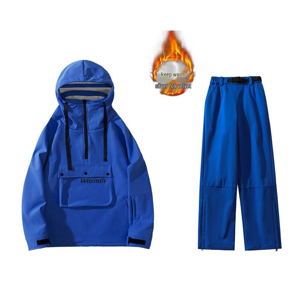 Унисекс Толстый Лыжный Костюм с Капюшоном - Модная Зимняя Спортивная Одежда для Пар
