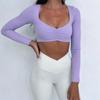Европейский и американский зимний облегающий топ для йоги с длинным рукавом - женская футболка для бега и занятий спортом на открытом воздухе с ощущением обнаженности