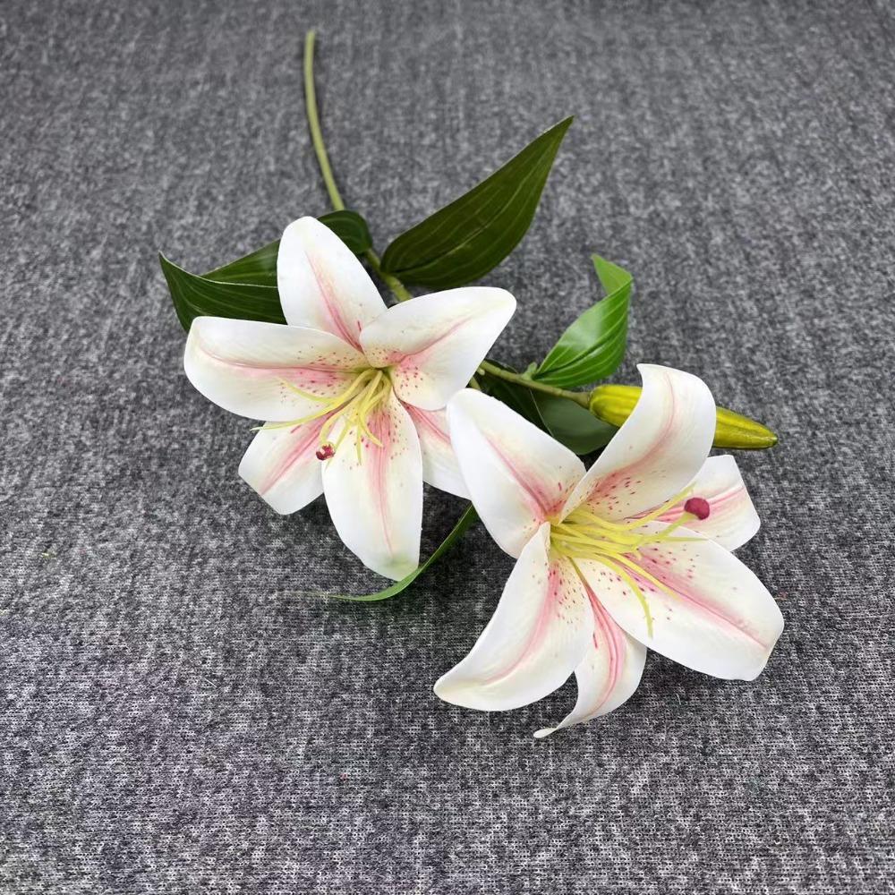 Real Touch 65cm Artificial Lily Flower Silk 3 Heads Fake Lily Bouquet DIY Wedding Bridal Bouquet Living Room Decor