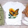 (Asian Size) Women Tee Top Clothing Casual  Short Sleeve T Shirt Fashion Print Lady Female Flower Butterfly Trend Cute Graphic T-shirts