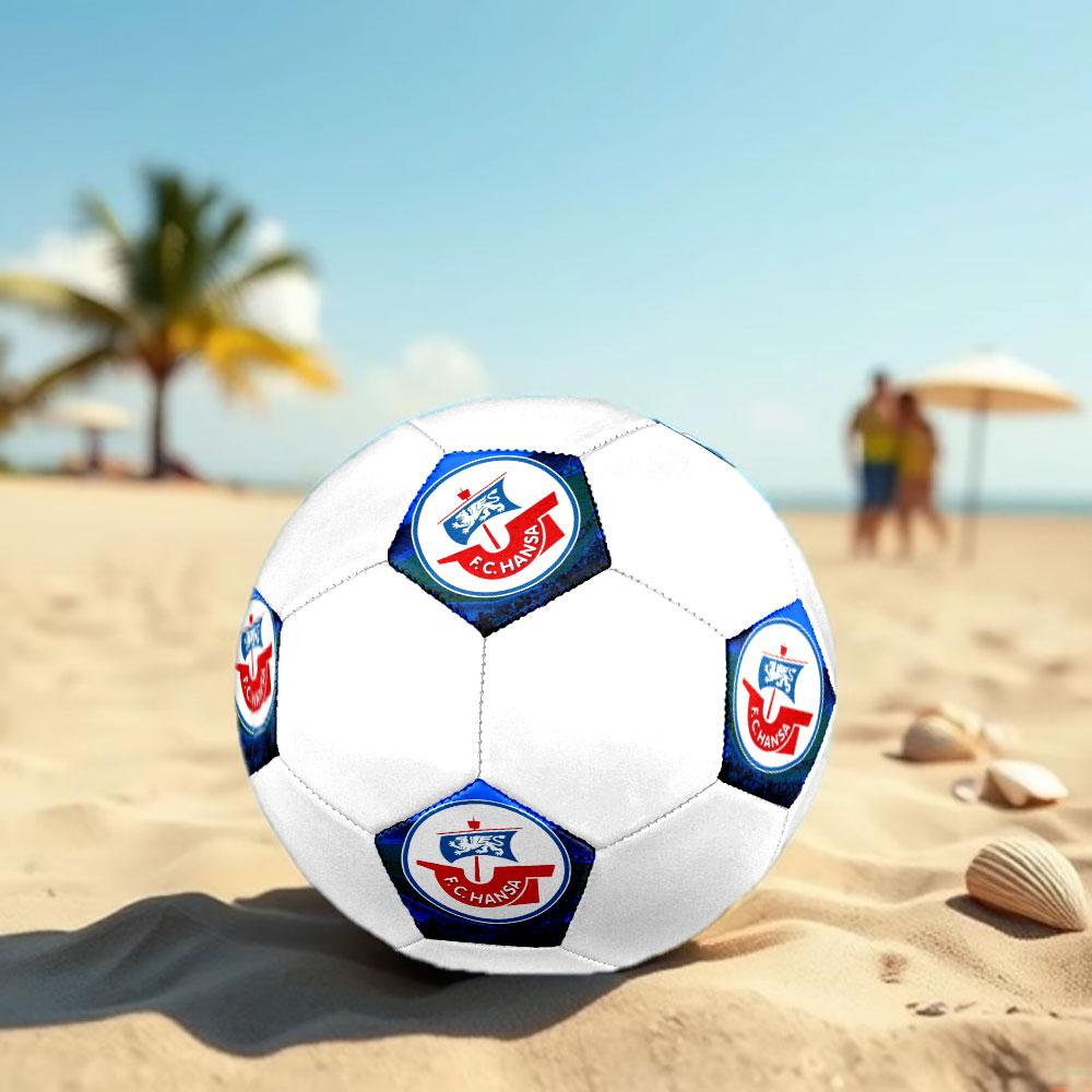 Футбольный мяч FC Hansa Rostock, размер 5, машинная сшивка, ПВХ, прочный и с высоким отскоком, подходит для всех возрастов, фанатская атрибутика, для матчей и использования на открытом воздухе.