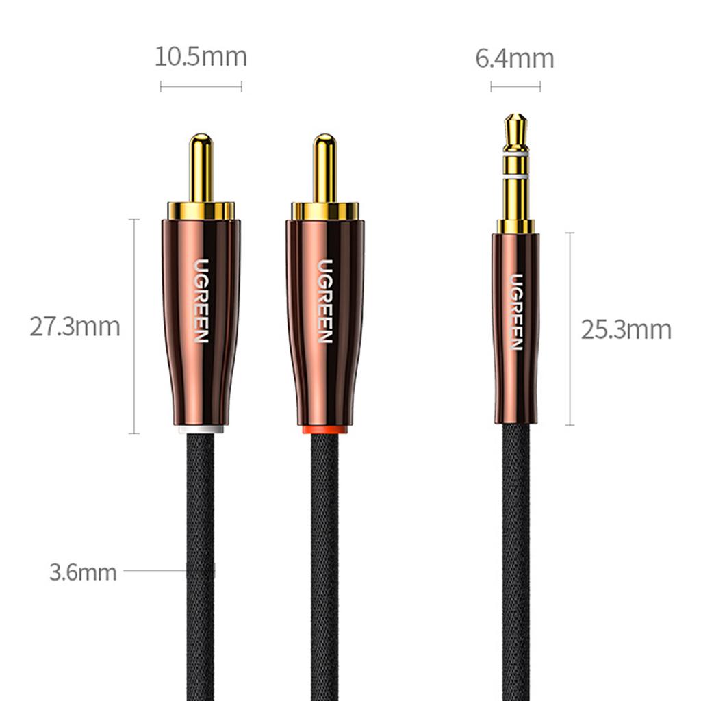 Ugreen Premium Copper 3.5mm to 2RCA Male Audio Cable 2m - Model AV170