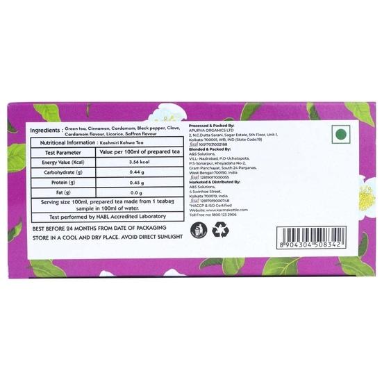Karma Kettle Kashmiri Kahwa Tea, 25 Staple Free Teabags