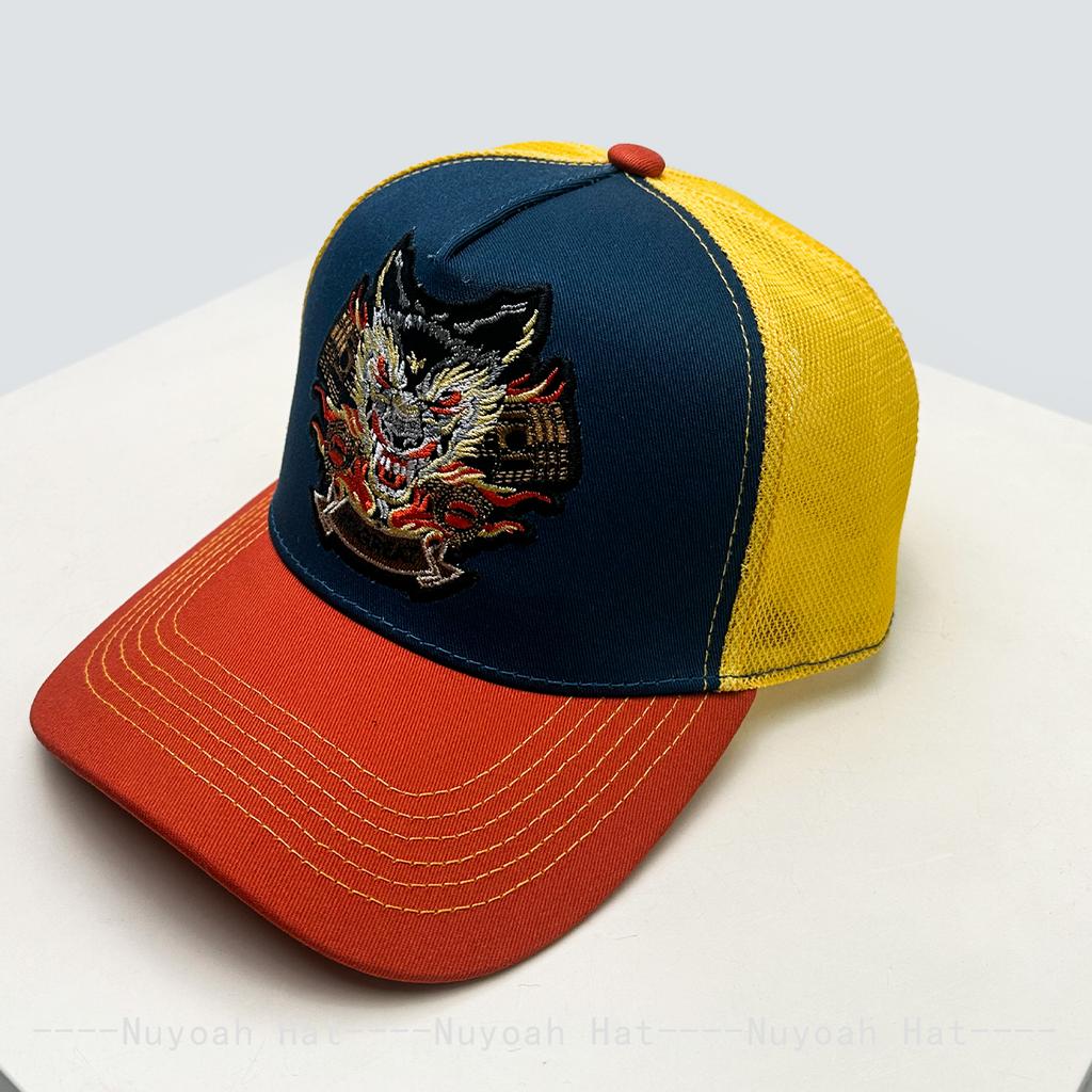 Baseball Head Dragon Stitched Stitching Embroidered Chic China Women Men For Neutral Gender Fresh Caps Peaked Hats Breathable Mesh Sunshade Color
